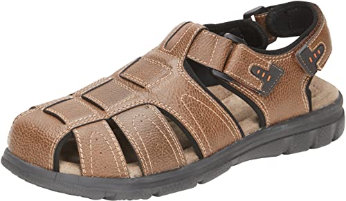 WEATHERPROOF Mens Menâ€™s Sandals Caleb Adjustable Straps, Closed-Toe Summer - Outdoor Apparel, Brown, 12 US