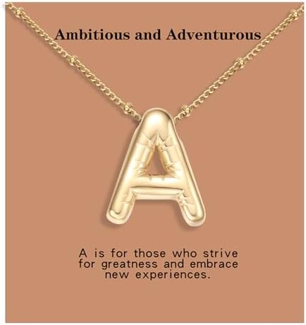 Bubble Letter Necklace Gold Plated Balloon Initial Chunky Bubble Alphabet Pendant Necklace Trendy Jewelry Gift for Women