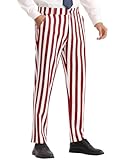 Lars Amadeus Striped Dress Pants for Men's Straight Leg Color Block Business Trousers 30 Red White