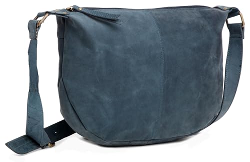 Sac à bandoulière en cuir J Wilson London bleu vieilli de 5L au charme vintage unique