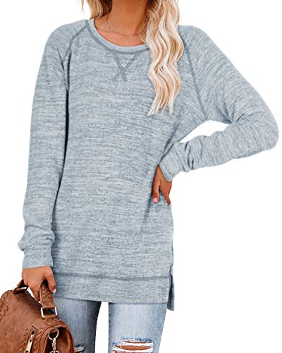 Image of Aokosor Womens Sweaters Long Sleeve Shirts Lightweight Side Split Tunic Tops for Leggings Trending Now 2023
