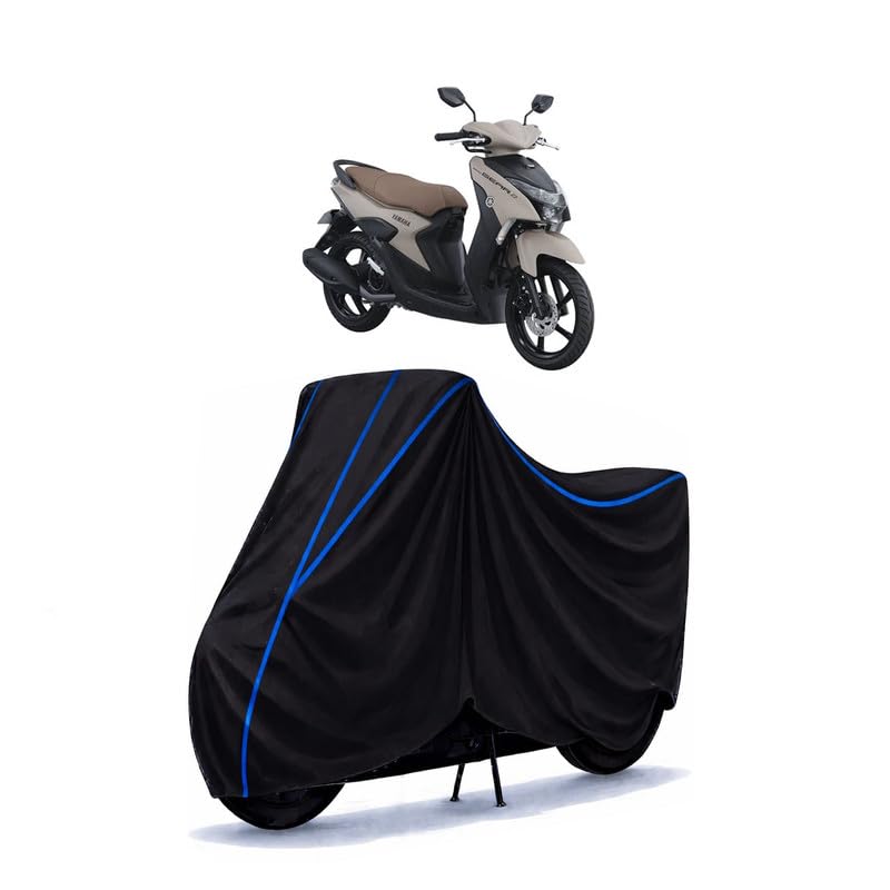 Image of Scooty Cover Water Resistant for Mio Gear | Universal Scooter & Bike Cover | Heavy Duty UV Dust, Rain & Scratch Protection | Elastic Fit All Weather Indoor Outdoor | Black with Blue Piping