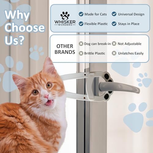 Whisker Wonders Trava de porta de gato e trava de porta para gatos para manter os cães fora, trava d