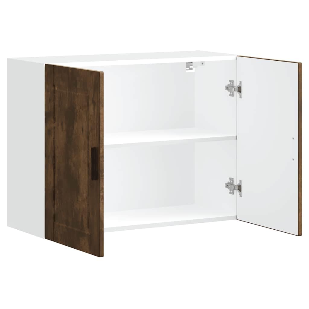 Armoire murale de cuisine avec porte en verre Porto chêne fumé vidaXL | Leroy Merlin