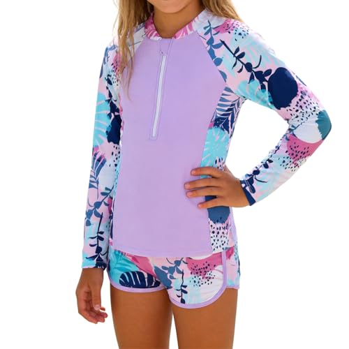 Maillot de bain anti-UV pour filles de 7 à 14 ans séchage rapide 2 pièces