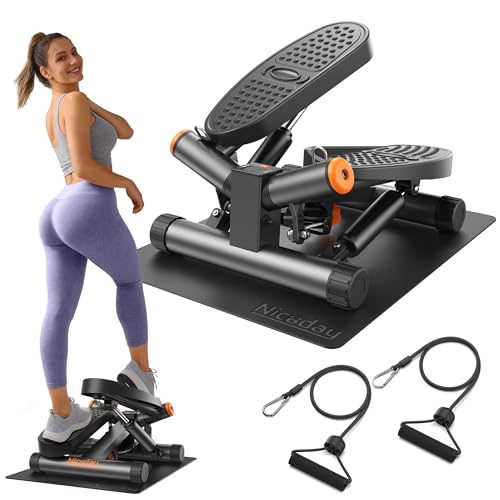 Image of Niceday Steppers for Exercise, Stair Stepper with Resistance Bands, Mini Stepper with 300LBS Loading Capacity, Hydraulic Fitness Stepper with LCD Monitor