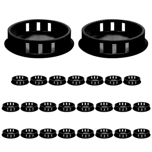 Image of 25PCS 1 Inch / 25mm Hole Plugs, Plastic Flush Type Hole Plugs Snap in Locking Hole Tube, Furniture Fencing Post Pipe Insert End Caps (Black)