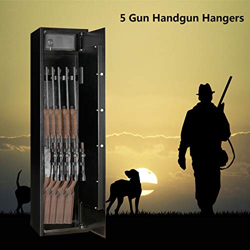 5-Riffle Electric Gun Safe/Digital Metal Gun Lockers/Electronic Keypad with Separate Lockable Compartment Shot Gun Storage Pistol Security Cabinet