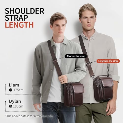 Augus Leather Small Messenger Bag For Men Crossbody Handbag Shoulder Sling Travel Bags for Men Purse Daypack Magnetic Buckle - Image 5