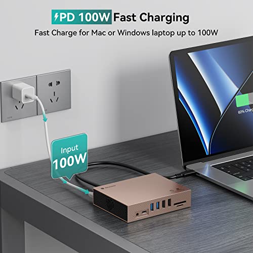 Usb C Displaylink Docking Station For M1/M2 Macbook Pro/Air, 15 In 1 Usb-C Dock Dual Monitor Multiport Adapter With 4K Hdmi, 8 Usb Ports, Dp, 100W Pd, Rj45, 3.5Mm Audio, Tf/Sd - Rg #TOP6
