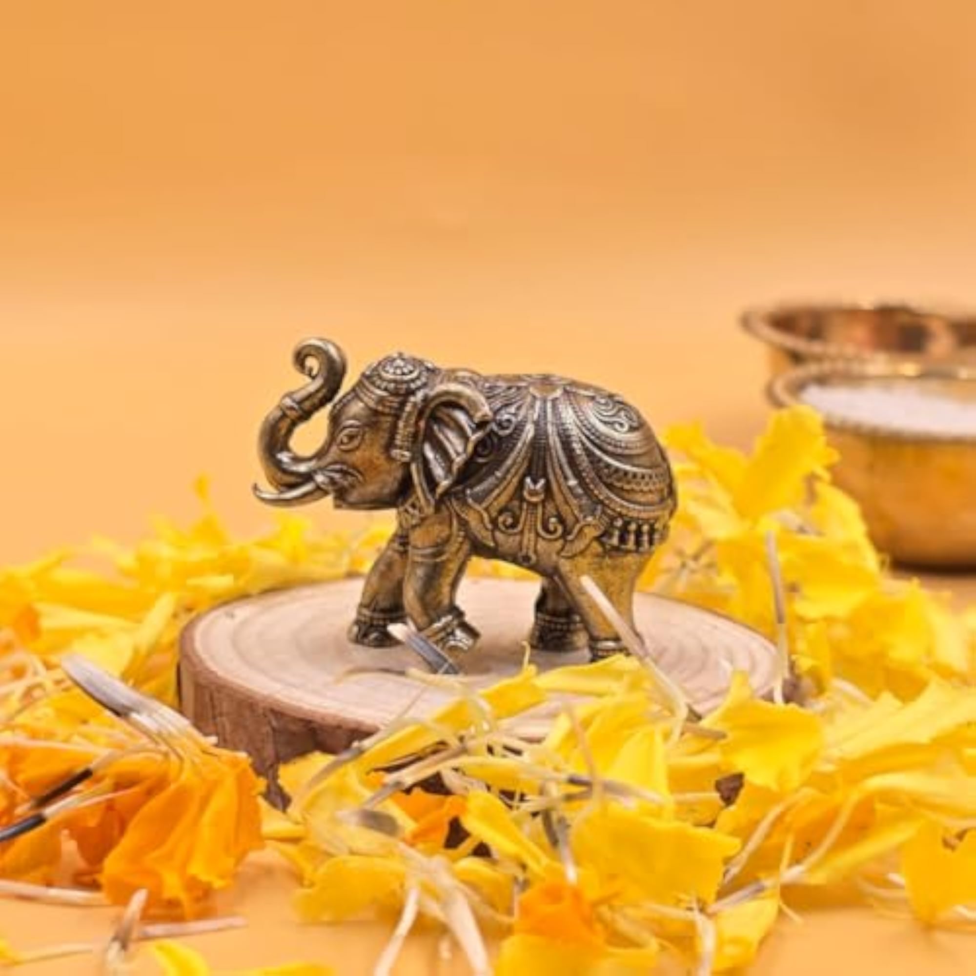 Brass Elephant Idol Pair, 1.5 Inch
