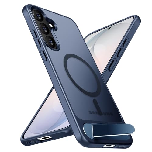Coque Samsung S26 MagSafe mince bleu avec béquille titane protection anti-chute