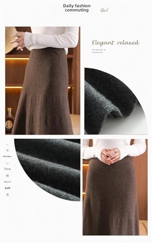 Women's High-Waisted Knit Skirt Solid Color A- Line Fall/Winter Loose-Fit Slimming Long Dress2