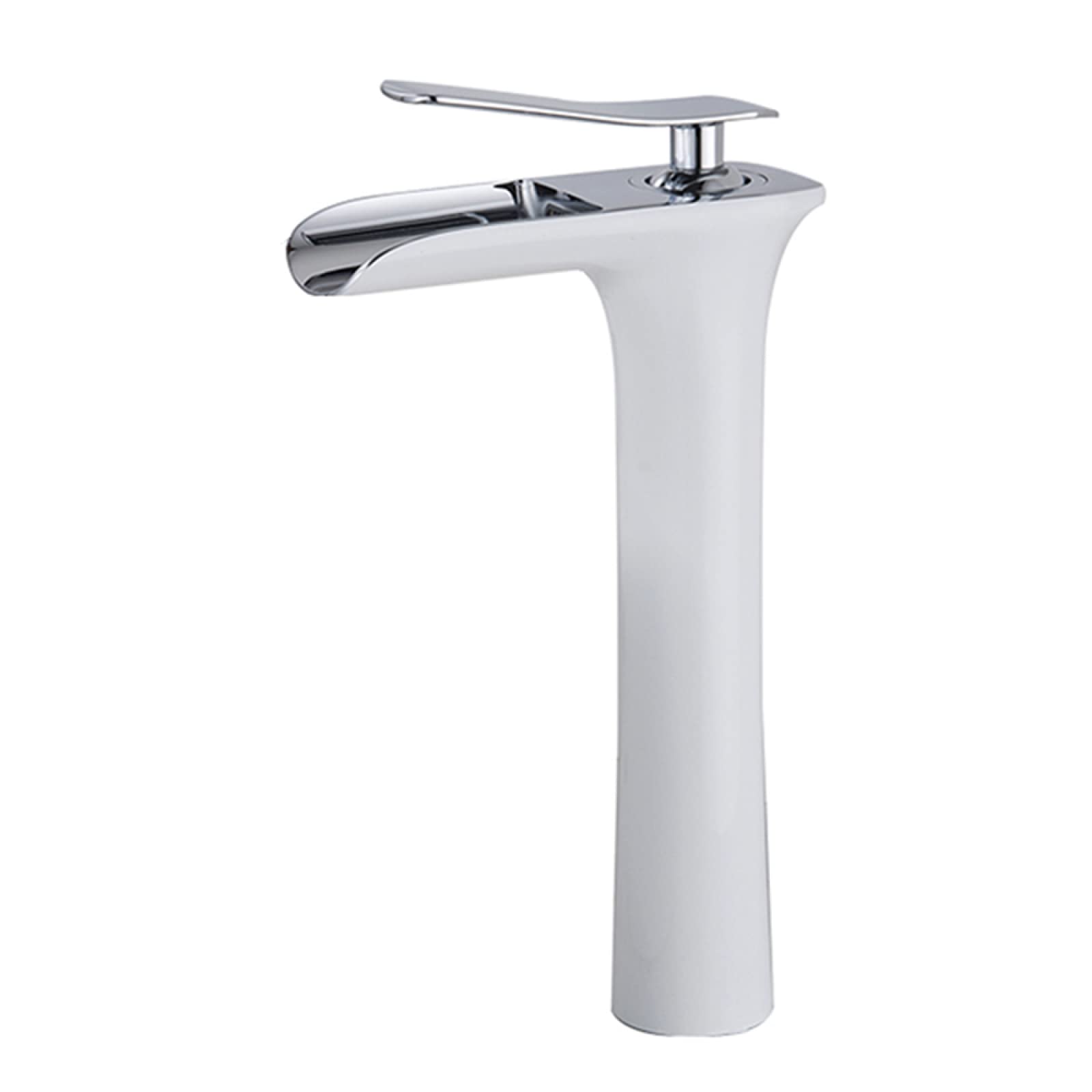 Robinet mitigeur cascade blanc argent pour une salle de bain moderne et zen