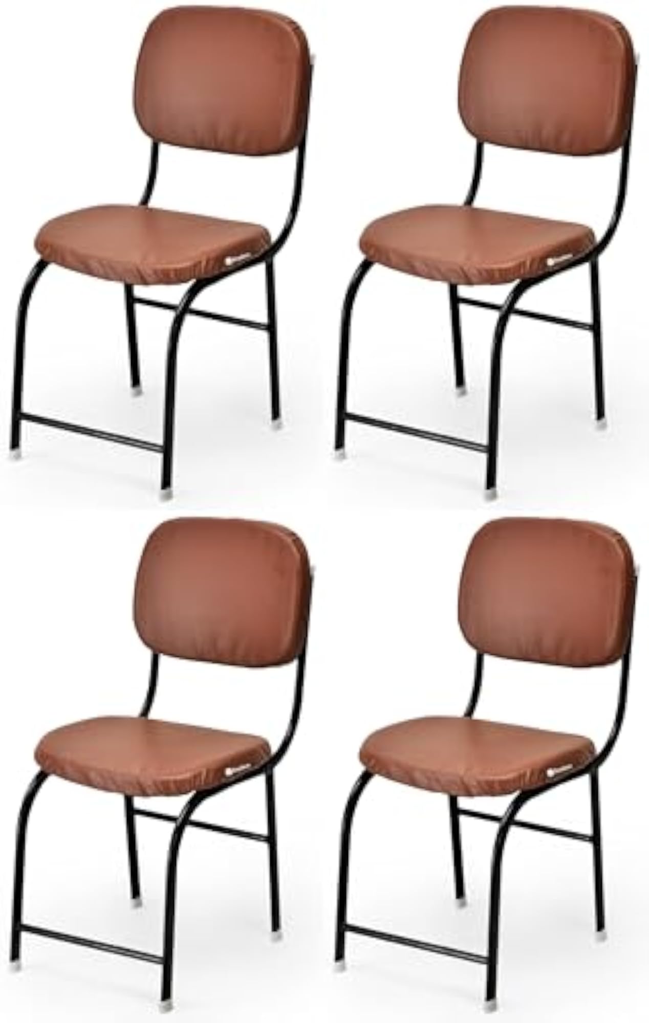 Comfortable Office Study Chair, Iron Frame with Cushion Seat, Brown