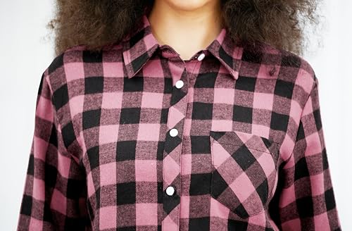 Image of SANGTREE Women and Girls Long Sleeve Flannel Casual Button Down Plaid Shirt