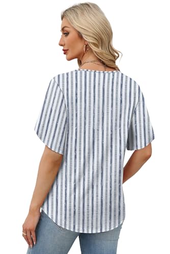 Image of WIHOLL Womens Summer Tops Short Petal Sleeve Shirts Fashion V Neck Womens Clothing