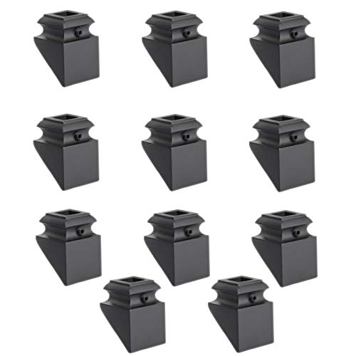 Iron Baluster Shoes - Slant Shoe With Screw - For Use With 1/2" Square Balusters - Set Of 10 (Satin Black) #TOP3