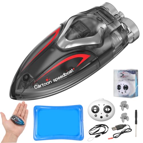 EcuFlyAi Mini Rechargeable RC Boat, Summer 2.4GHz 360° Stunt Speedboat with LED Lights, Waterproof Toy for Kids & Adults, Pool, Lake, Bathtub, Beach & Water Park
