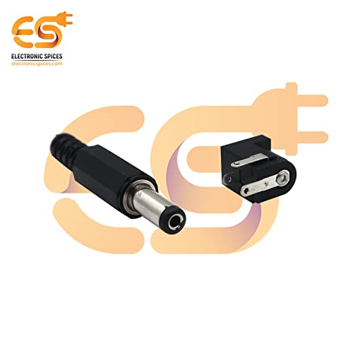 Image of Electronic Spices Male Plug and Female Jack 3 Pin PCB Panel Mount Dc Power Connector Pack of 5 Pair