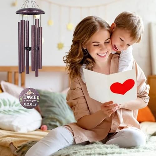 Image of for Mom from Daughter Son, Anniversary Birthday Gift for Mother, Customized Photo Windchime for Mom, Home Christmas Decoration