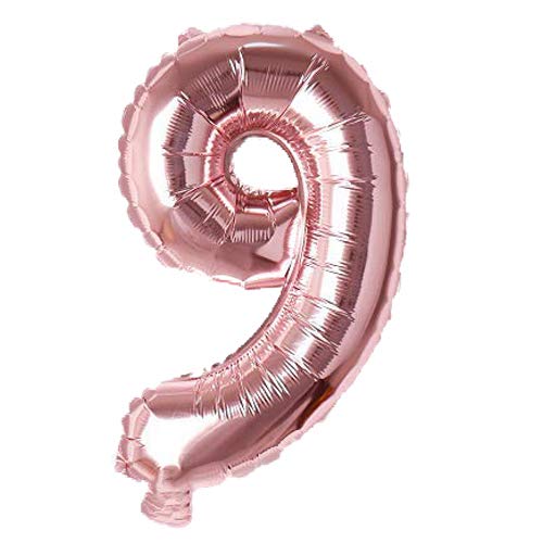 Image of Rozi Decoration Foil 16? Inch Rose Gold 9 Number Balloon For Birthday Decorations | 9Th Anniversary Decoration Items | 9 Balloon Number For Birthday Parties Pack Of 1 Pcs