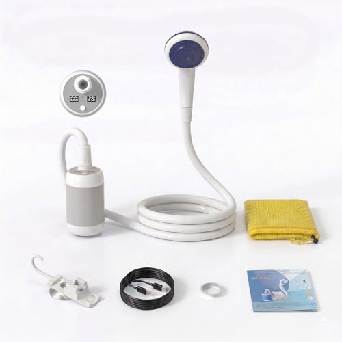 Sistema de Ducha Portátil para Exterior Iron Hammer - Pantalla Digital Inteligente con Monitoreo en Tiempo Real, Impermeable IPX7, Batería Recargable 5200mAh, Fácil Instalación miniatura 1
