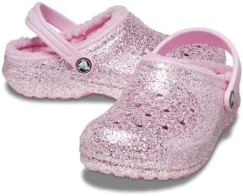 Crocs Kids Classic Glitter Lined Clogs | Slippers, Neon Purple/Multi, 5 US Unisex Toddler | Image 3