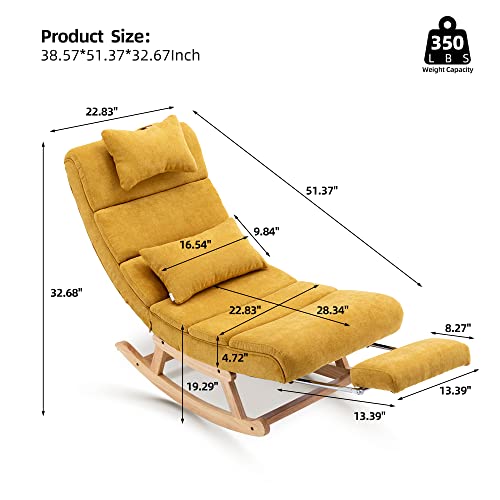 Olela Rocking Chair Fabric Upholstered Glider Lounge Chair Recliner With Adjustable Footrest Modern Solid Wood Rocker Chair For Living Room (Yellow (Fabric)) #TOP5