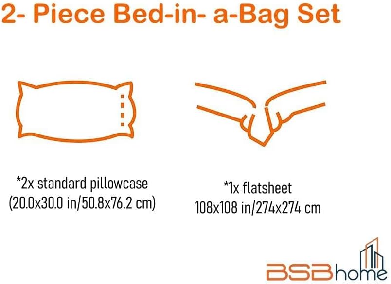 BSB HOME Kingston Collection Super King Size Bedsheets with 2 King Size Pillow Covers| Luxury Soft Sheets (3pcs Set) |108x108 inches, (White & Multicolour, Cotton)