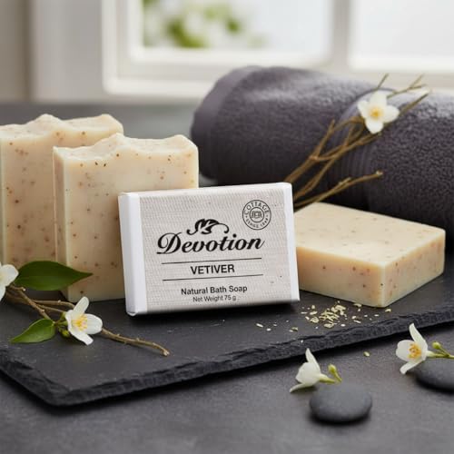 Image of Devotion | VETIVER Natural Bath Soap | Pack of 6 | 75g | Organic, Moisturizing, Refreshing Cleanse