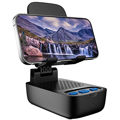 comiso Cell Phone Stand with Wireless Bluetooth Speaker, Anti-Slip Mobile Phone Holder Compatible with Phone & Tablets, HD Bass Surround Sound Speaker for Home Cinema & Outdoor, Gifts for Men Women