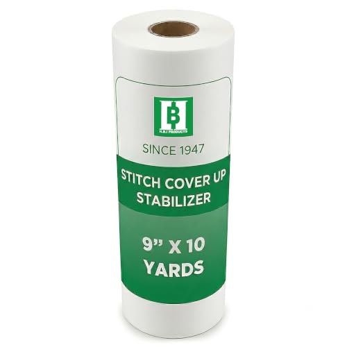 H.B.I. Soft & Cozy Stitch Cover Up Stabilizer 9 x 10 YD Roll Lightweight Woven Iron-On Embroidery Backing for Machine Embroidery Comfort Barrier Converted in the USA
