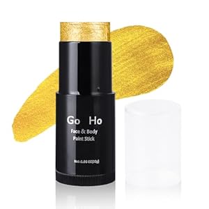 Go Ho Cream-Blendable Gold Body Paint Stick (1.06 oz),Pearl Gold Face Paint for Adults Children Halloween Cosplay Zombie Vampire Skeleton Clown FX Makeup,Waterproof Gold Eye Black Stick