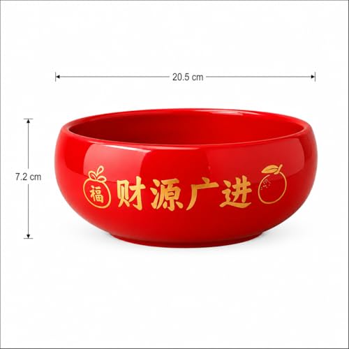 Image of Xtore Striking Glossy Red Ceramic Planter Bowl for Indoor Decor & Bonsai Styling | Wide Shallow Round Pot for Tabletop, Shelf & Zen Corners (Pack of 1 - Planter only)