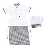 OKUMEYR 1 Set Little Chef Cosplay Clothes Outfit Uniform Costume Chef Outfit Uniform Baby Chef Outfit Chef Hats for Kids Chef Costume Apron for Kids Child Baking Supplies Boy Cotton