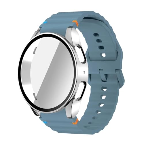 [PQAWER] Galaxy Watch 7 6 5 4 40mm 44mm ΉP[X+Xgbv VR ItBVoh PC veN^[ Jo[ op[ Galaxy Watch 6 ANZT[(Official Blue silver