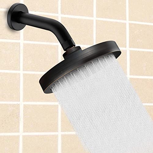 Handycondo High Pressure Shower Head 6 Inch | Showerhead Is Perfect For Homes With Low Water Pressure | Leakproof Fixed Shower Heads With Angle-Adjustable Swivel Ball - (Oil-Rubbed Bronze) #TOP5