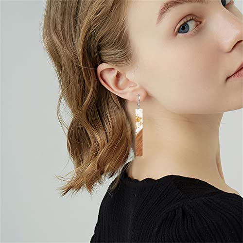 ONLYJUMP Natural Wood Resin Bar Dangle Earrings for Women Boho Earrings Statement Earrings Geometric Bar Wooden Earrings2