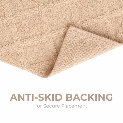 Image of Premium Combed Cotton Tufted Bathmat 50 x 80 cm, 1800 GSM Soft Absorbent Anti Skid Bathroom Floor Mat with Latex Backing, Quick Dry Non Slip Bath Rug for Shower & Daily Use, Diamond Beige