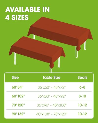 Image of Pureegg Polyester Tablecloth 60 inch x 84 inch Reusable & Washable Rust | Durable, RectangleTable Cloth , for Outdoor Party, Picnic, Wedding, Banquet, Birthday
