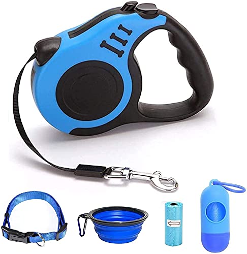 Gbivbe Laisse rétractable pour chien jusqu'à 20 kg - Pour chiens et chats de petite et moyenne taille - 5 m - Laisse rétractable sans enchevêtrement avec support pour sac à déjections canines Cover