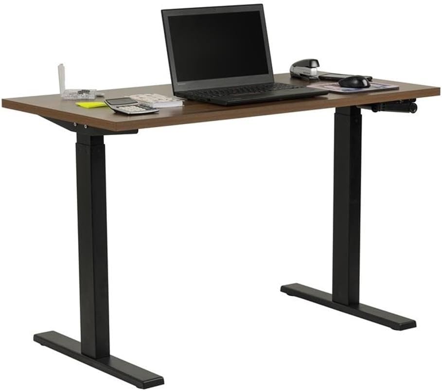 OS Home and Office Furniture 47.25" Wood Adjustable Height Desk in Danish Walnut