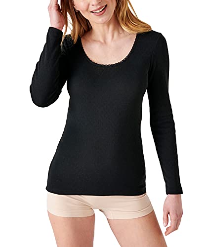 Damart Damen Tee Shirt Manches Longues Maille FANTAISIE-30228 Unterwäsche, Schwarz, Small Cover