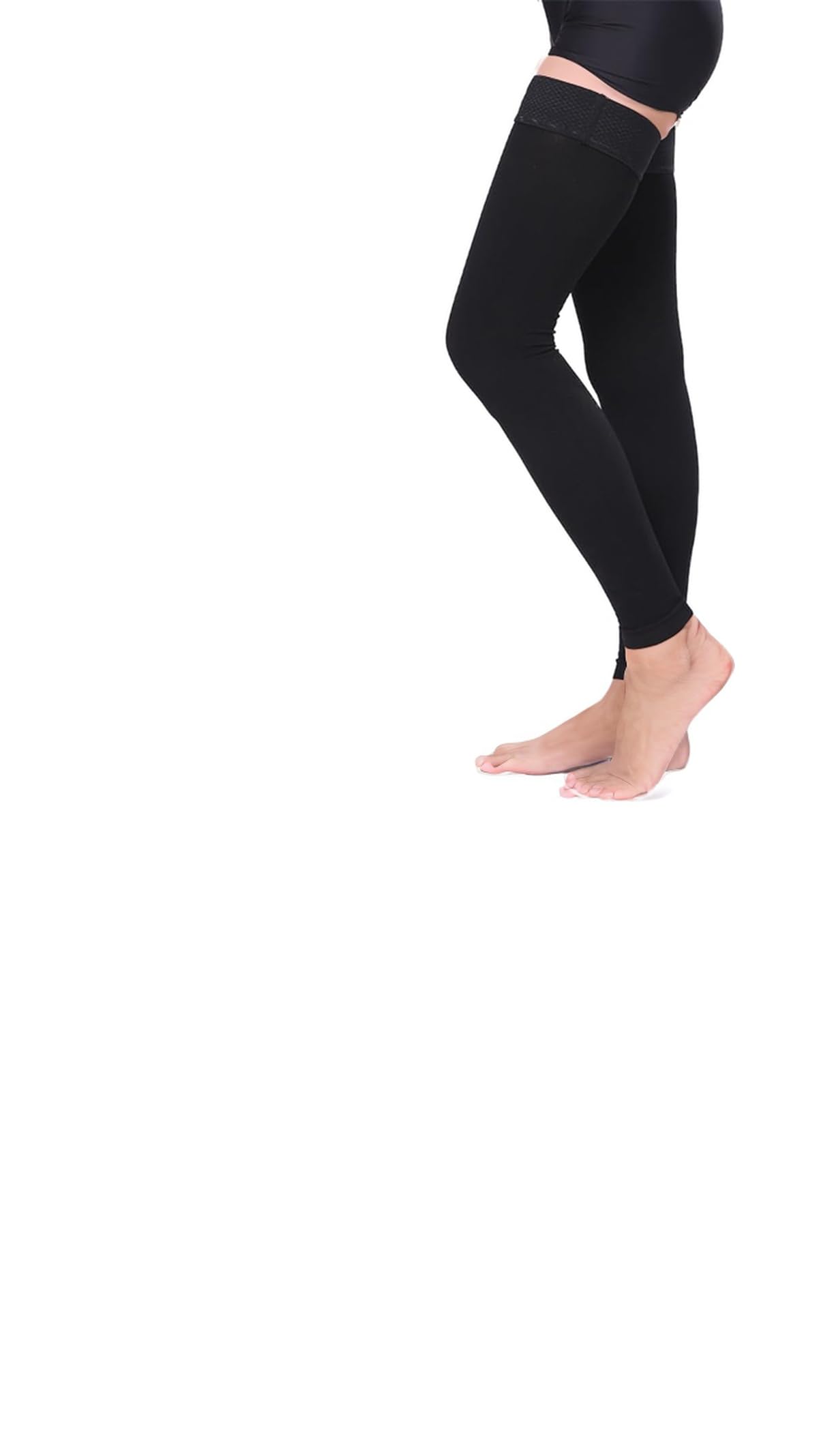 Sweet seven Footless Thigh High Compression Stockings 20-30mmHg Support for Men & Women - Relieve Leg Discomfort and Improve Circulation, black, 20-30mmHg