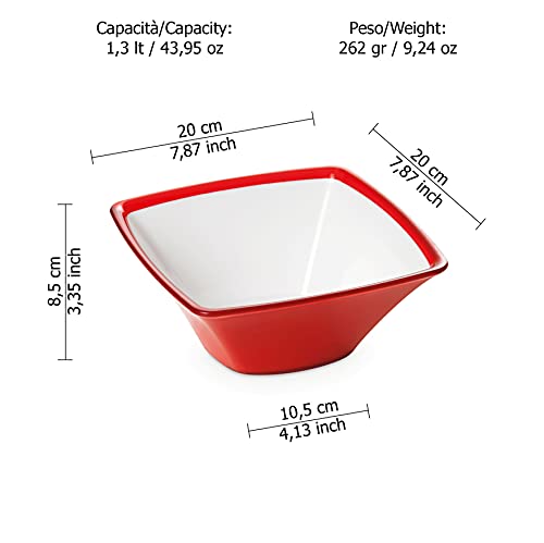 Omada Design Kitchen Bowl 1.3 L, Unbreakable Acrylic Salad Bowl, Dishwasher Washable, Made in Italy, Square Line - Image 2