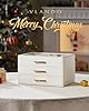 Vlando Jewelry Box for Women, Glass Lid Jewelry Organizer with 3 Drawers for Necklaces Rings Earrings Bracelets Mother Day Gift for Mom - Cloud White #3