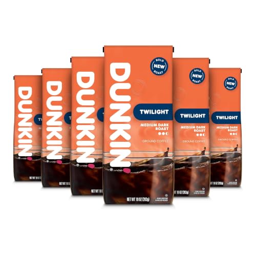 Dunkin’ Twilight Medium Dark Roast Ground Coffee, 10 Oz. Bags (Pack of 6)