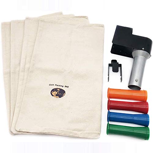 Image of Ribao Coin Tube Connector, 4 Coin Tubes and Coin Bags Set for Coin Counter and Coin Sorting Machines CS10S /CS-2000 /HCS-3300 /HCS-3500AH