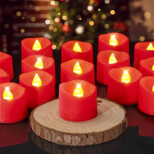 Image of Homemory 50-Pack Red Flameless Battery Tea Light Candles, 200+ Hours